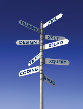 Signpost pointing to the some of the technologies Mentea uses and roles Mentea can perform